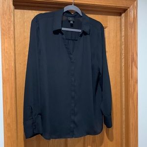 Worthington long sleeve,  button up, v-neck polyester blouse.